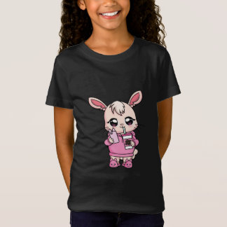 Cute Kawaii Bunny Rosa Boba Tea Rabbit Påsk Gift T Shirt
