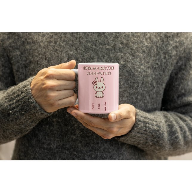 Cute Kawaii Bunny Spread Bra Vibe Coffee Mugg (Skapare uppladdad)