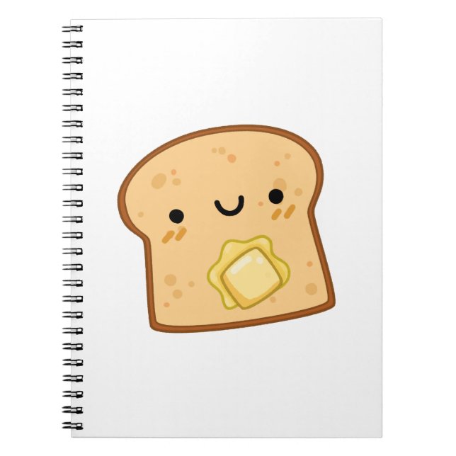 Cute Kawaii Butter Toast Anteckningsbok (Framsidan)