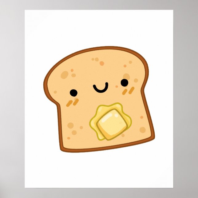 Cute Kawaii Butter Toast Poster (Framsidan)