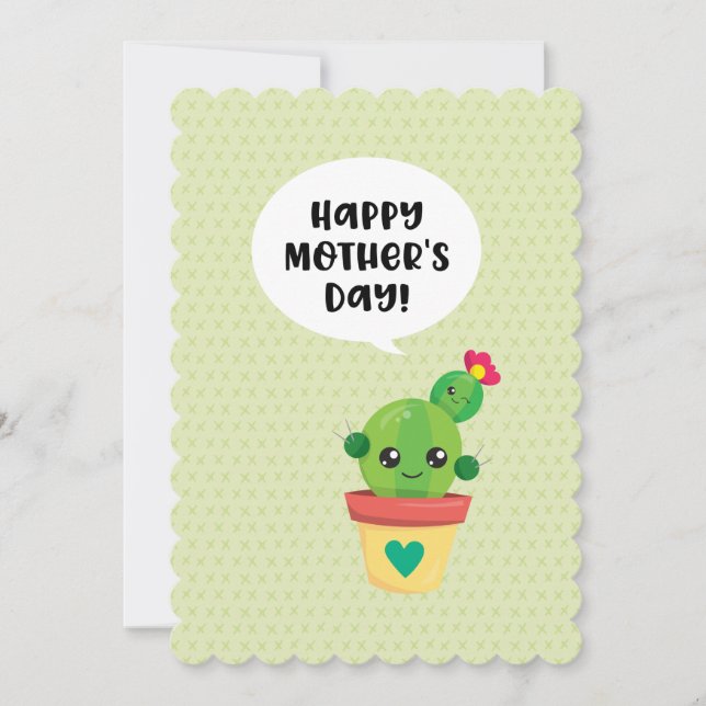 Cute Kawaii Cactus Family Mors dag Julkort (Framsida)