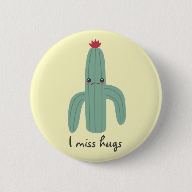 Cute Kawaii Cactus Misses Hugs Knapp (Framsida)