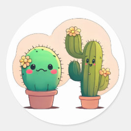 Cute kawaii cactus runt klistermärke