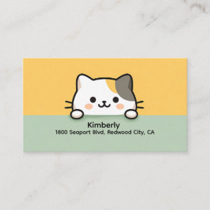 Cute Kawaii Calico Catillustration Visitkort