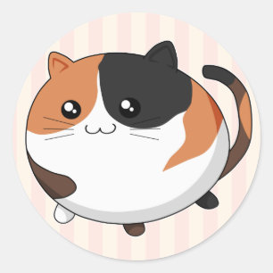 Cute Kawaii Calico kattunge Runt Klistermärke