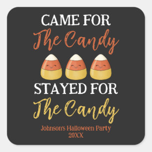Cute Kawaii Candy corn Halloween Costume Party Fyrkantigt Klistermärke