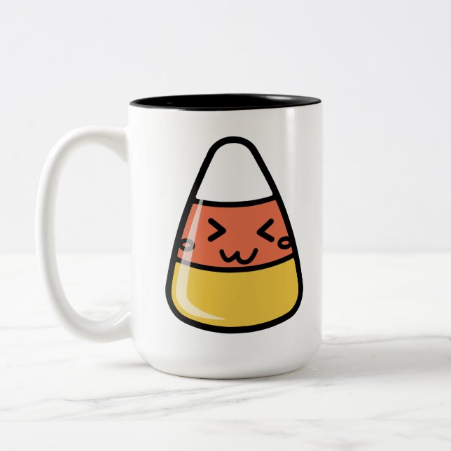 Cute Kawaii Candy corn Två-Tonad Mugg (Vänster)