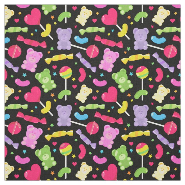 Cute Kawaii Candy Lollipops Mönster Tyg (Provkarta)