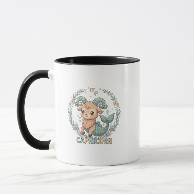 Cute Kawaii Capricorn Zodiac Sign Mugg (Vänster)