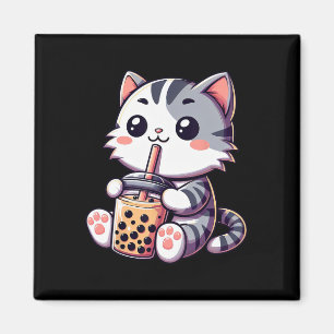 Cute Kawaii Cat Boba Bubble Mjölk Tea Anime Neko K Magnet