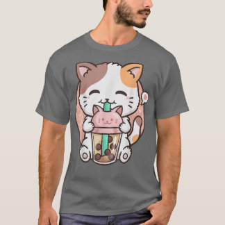 Cute Kawaii Cat Boba Bubble Mjölk Tea Anime Neko K T Shirt