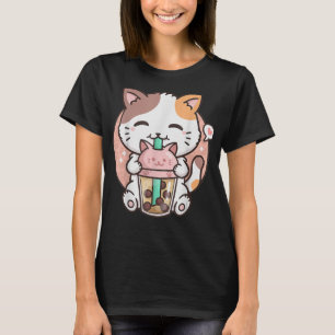Cute Kawaii Cat Boba Bubble Mjölk Tea Anime Neko K T Shirt