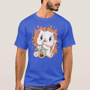 Cute Kawaii Cat Boba Bubble Mjölk Tea Anime Neko K T Shirt