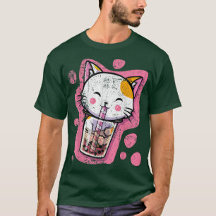 Cute Kawaii Cat Bubble Tea Japanska kvinnor eller T Shirt