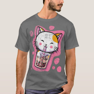 Cute Kawaii Cat Bubble Tea Japanska kvinnor eller T Shirt