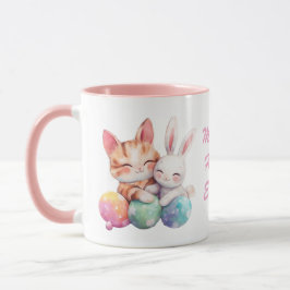 Cute Kawaii Cat & Bunny Påsk Mugg Cat Lovers Gift