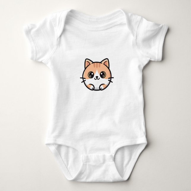 Cute Kawaii Cat – Chubby Kitten Cartoon T Shirt (Framsida)