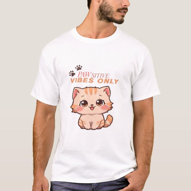 Cute Kawaii Cat Design på T-shirts (Framsida)