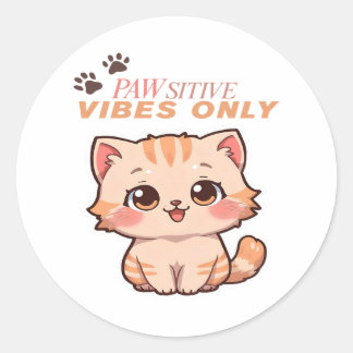 Cute Kawaii Cat Design Sticker Runt Klistermärke