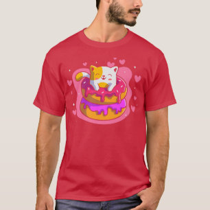 Cute Kawaii Cat Donut Japans Anime Stil Funny T Shirt