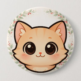Cute Kawaii Cat Face Button Knapp
