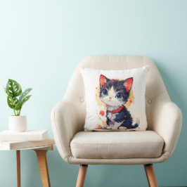 Cute Kawaii Cat for Cat Lovers ,Throw Pillow Kudde