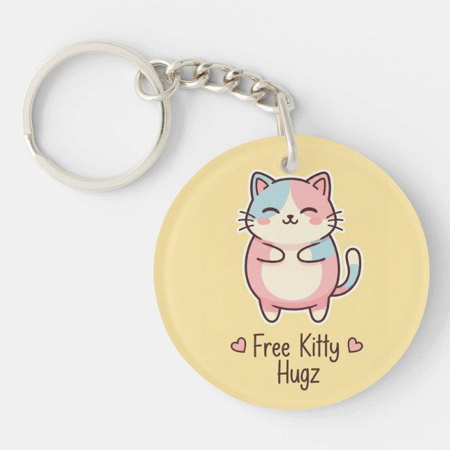 Cute Kawaii Cat "Free Kitty Hugz" Pastel Acrylic  (Framsidan)