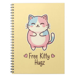 Cute Kawaii Cat "Free Pup Hugz" Personalized Pas Anteckningsbok
