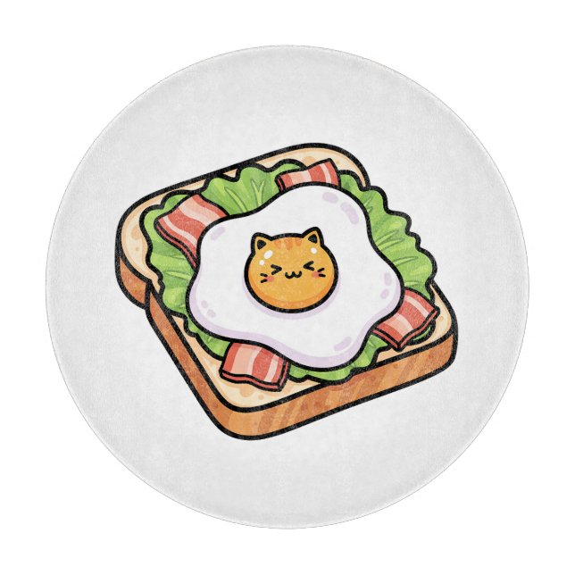 Cute Kawaii Cat Fried Egg on Toast Illustration (Framsidan)