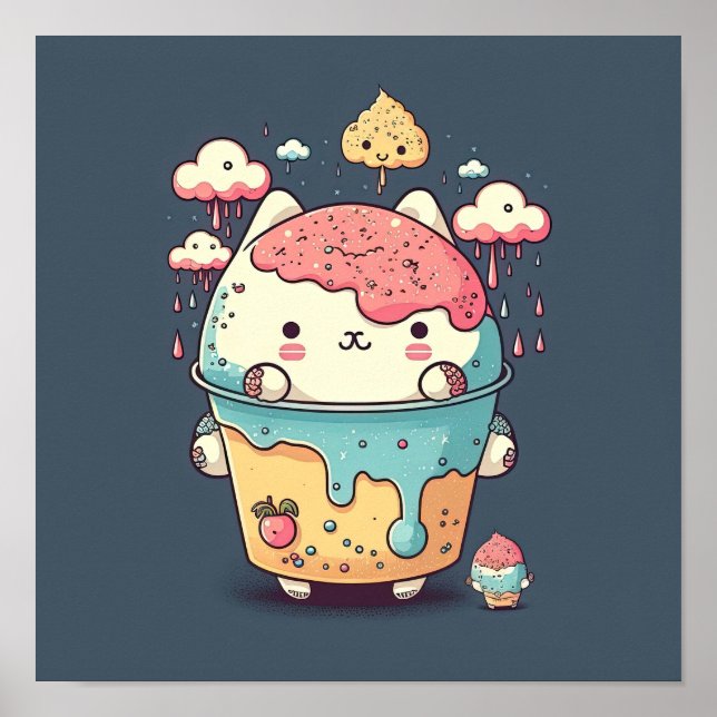 Cute kawaii cat glass in a kopp poster (Framsidan)