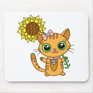 Cute Kawaii Cat Holding Flower Musmatta