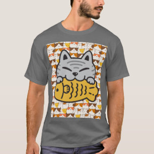Cute Kawaii Cat Hugger Fish - Lustig Tecknad Kattu T Shirt