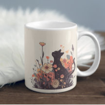 Cute Kawaii Cat i Fält Fullt Flowers
