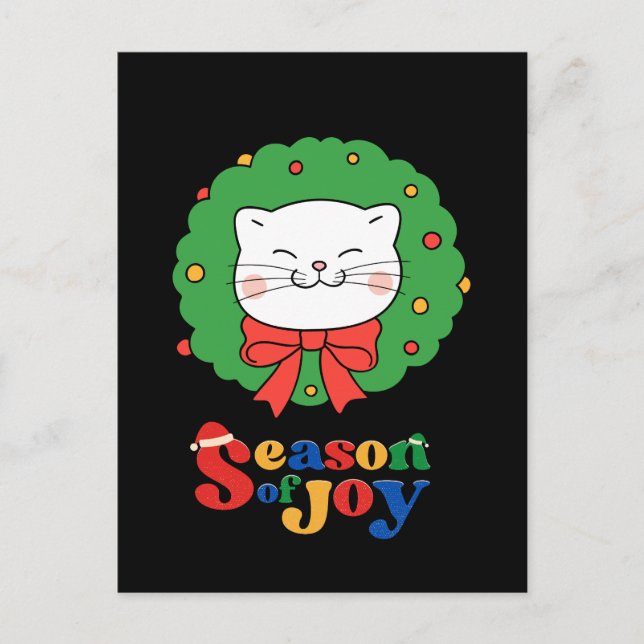 Cute Kawaii Cat-julens andesäsong Joy Helg Vykort (Framsida)