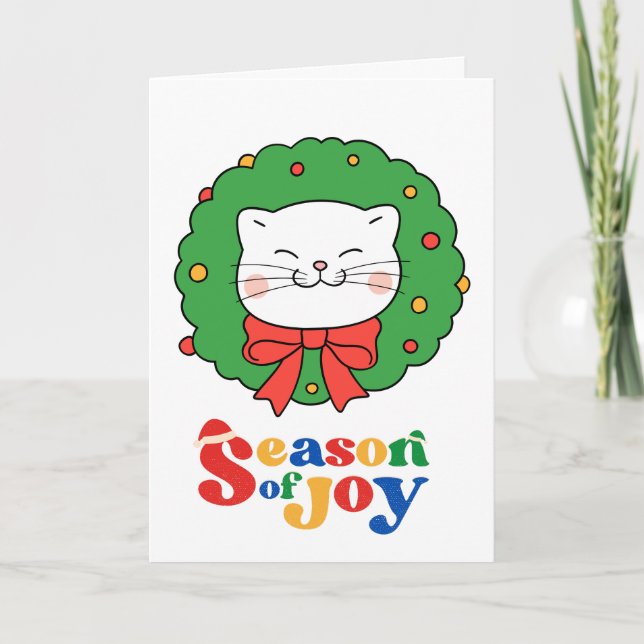 Cute Kawaii Cat-julens andesäsong Joy Kort (Framsida)
