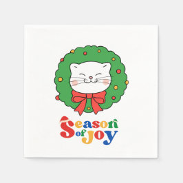 Cute Kawaii Cat-julens andesäsong Joy Pappersservett