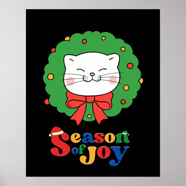 Cute Kawaii Cat-julens andesäsong Joy Poster (Framsidan)