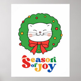 Cute Kawaii Cat-julens andesäsong Joy Poster