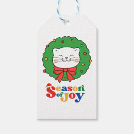 Cute Kawaii Cat-julens andesäsong Joy Presentetikett