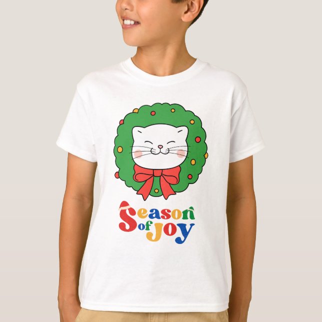 Cute Kawaii Cat-julens andesäsong Joy T Shirt (Framsida)