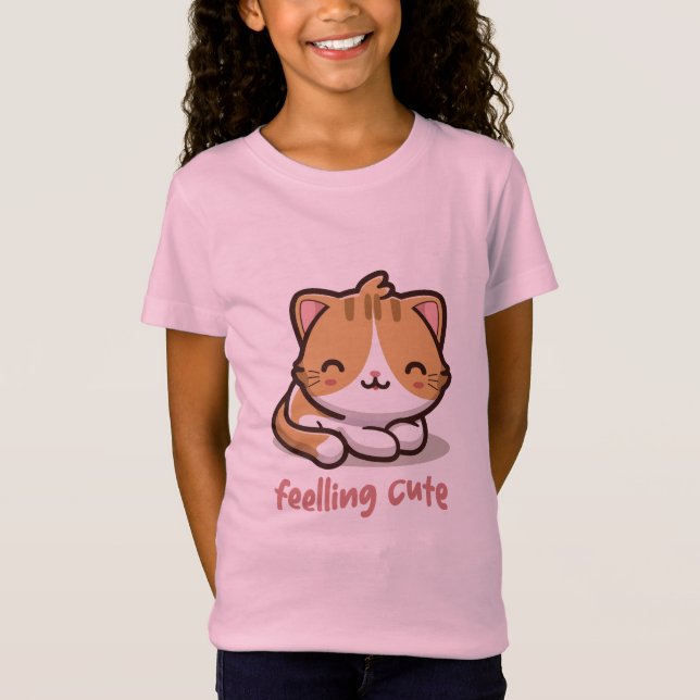 Cute Kawaii Cat känner Cute Cute T Shirt (Framsida)