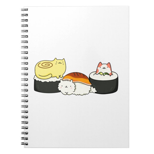 Cute Kawaii Cat lifornia Sushi Roll Anteckningsbok (Framsidan)