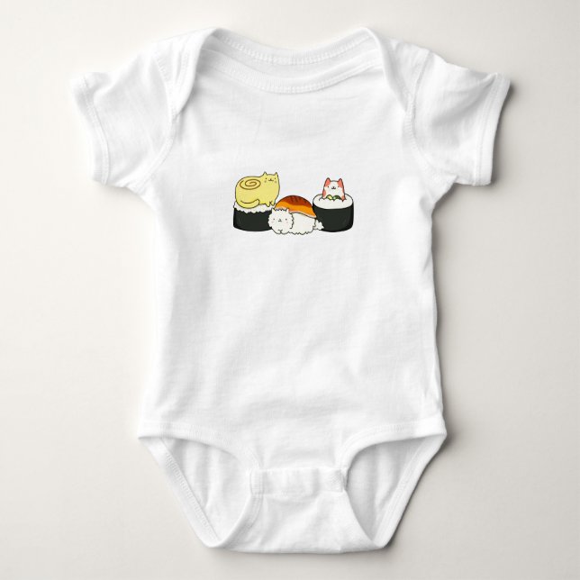 Cute Kawaii Cat lifornia Sushi Roll T Shirt (Framsida)