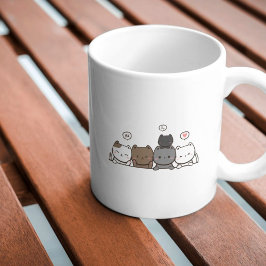 Cute Kawaii Cat Mugg för Cat Lovers