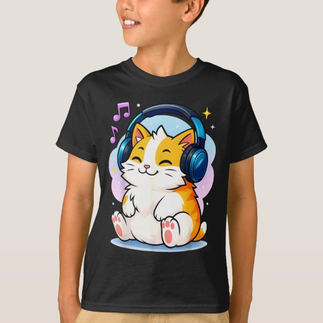 Cute Kawaii Cat Neko Funny Music Kitten Lover K-p  T Shirt (Framsida)