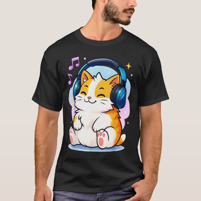 Cute Kawaii Cat Neko Funny Music Kitten Lover K-p  T Shirt (Framsida)