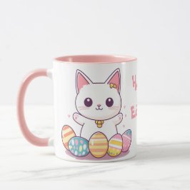 Cute Kawaii Cat Påsk Mugg - Pastel Cat