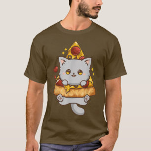 Cute Kawaii Cat Pizza Anime T Shirt