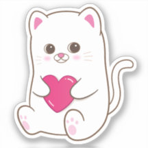 Cute Kawaii Cat Rosa Heart Valentine