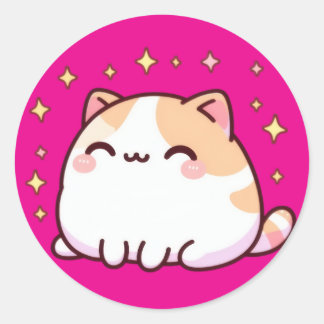 Cute kawaii cat runt klistermärke